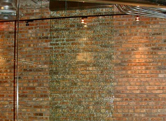 with exposed brick walls.